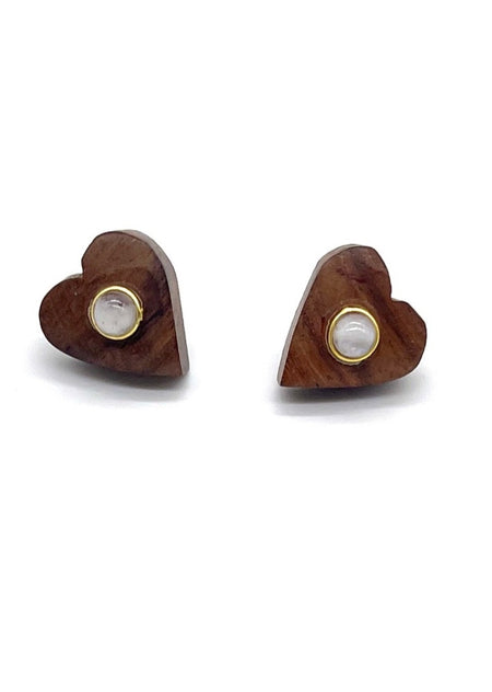 Wood Heart Studs