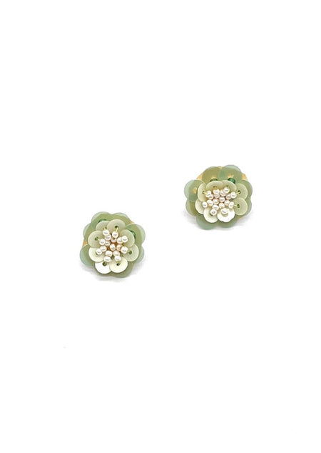 Green Flower Appliqué Stud