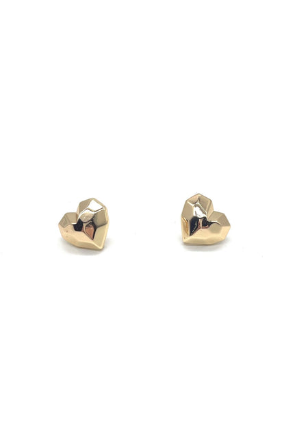 Gold Hammered Heart Studs