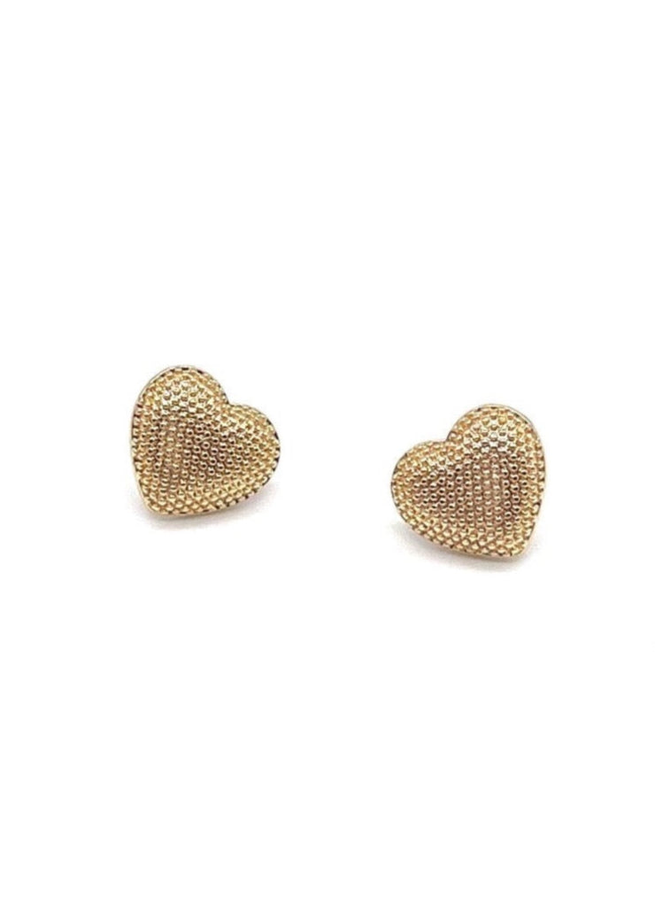 Gold Dotted Heart Studs