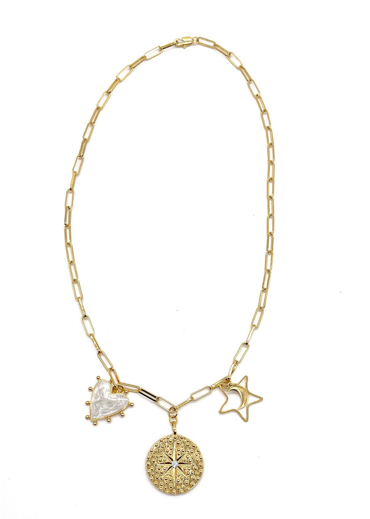 North Star-Heart-Moon Necklace