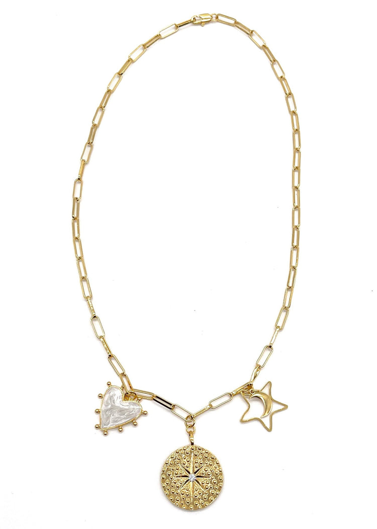 North Star-Heart-Moon Necklace