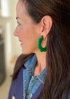 Emerald Green Wavy Hoops