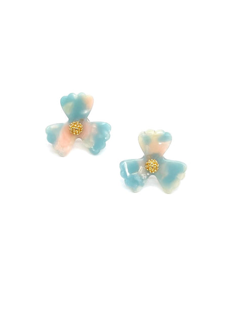 Blue and Pink Flower Studs