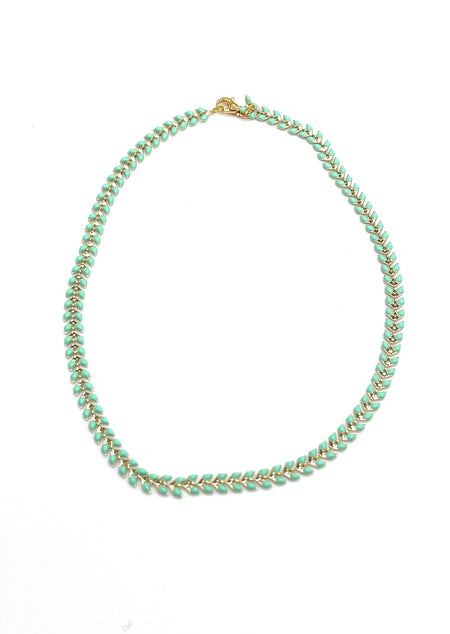 Seafoam Green Chevron Chain Necklace